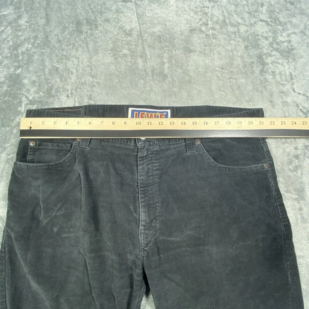 Levi's 549 Corduroy Pants Mens 42x27 Black Low Loose Cords Y2K Heavy Cotton‎
